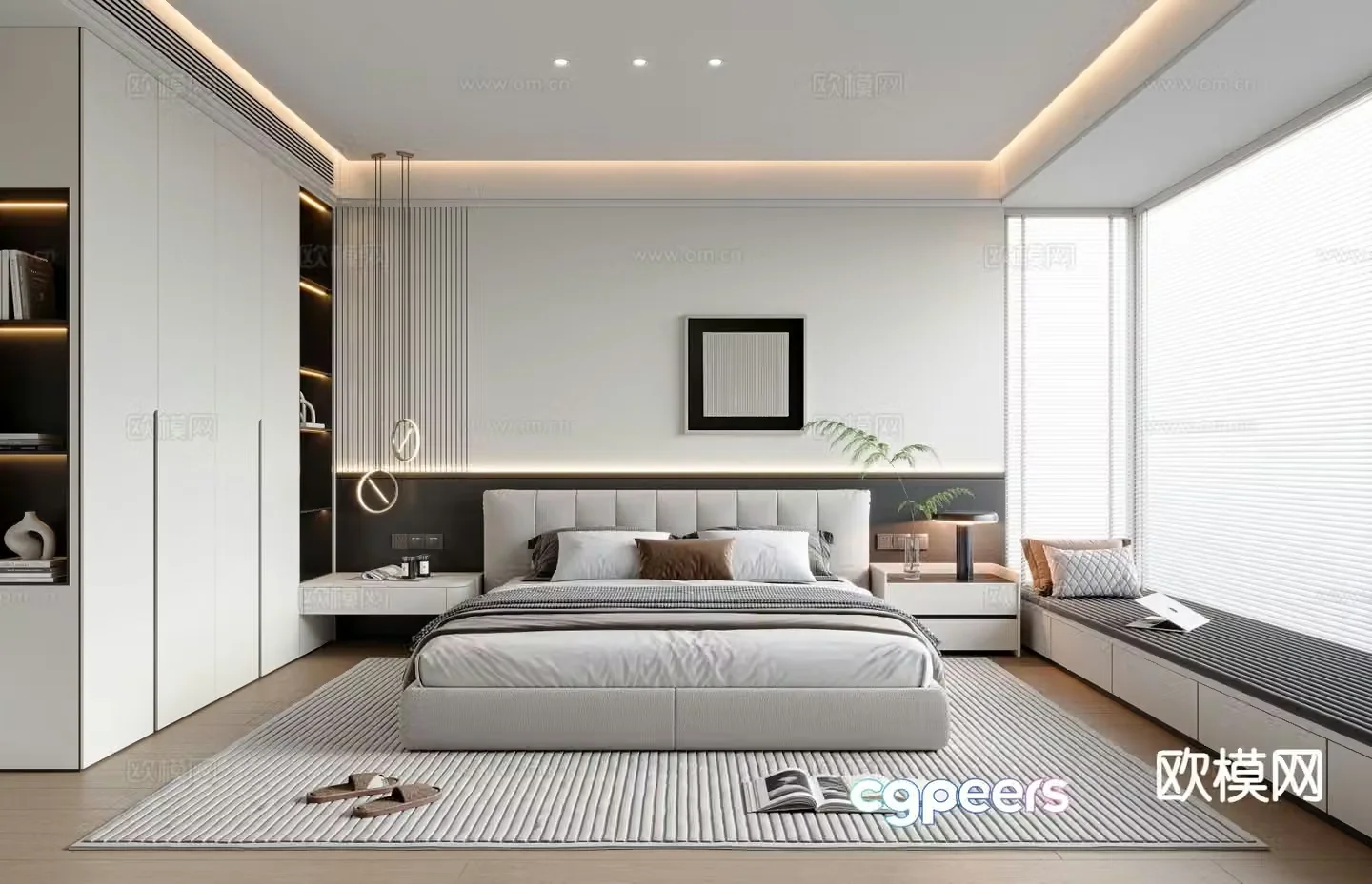 Advanced gray bedroom master bedroom 3d model