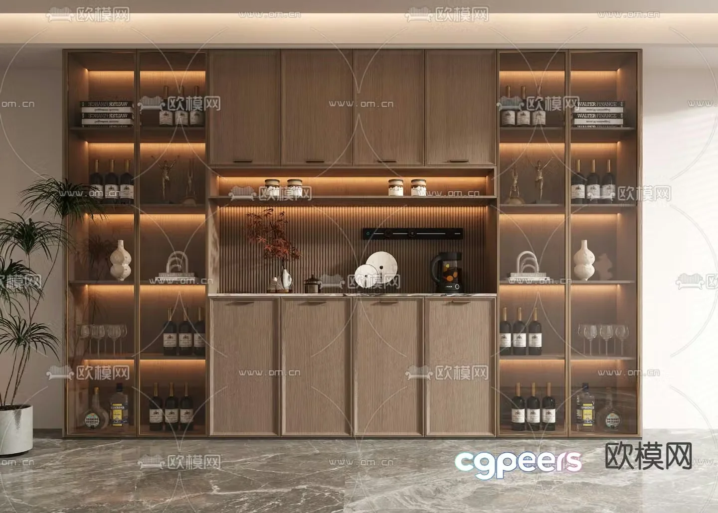 New Chinese style wine cabinet sideboard 3D model