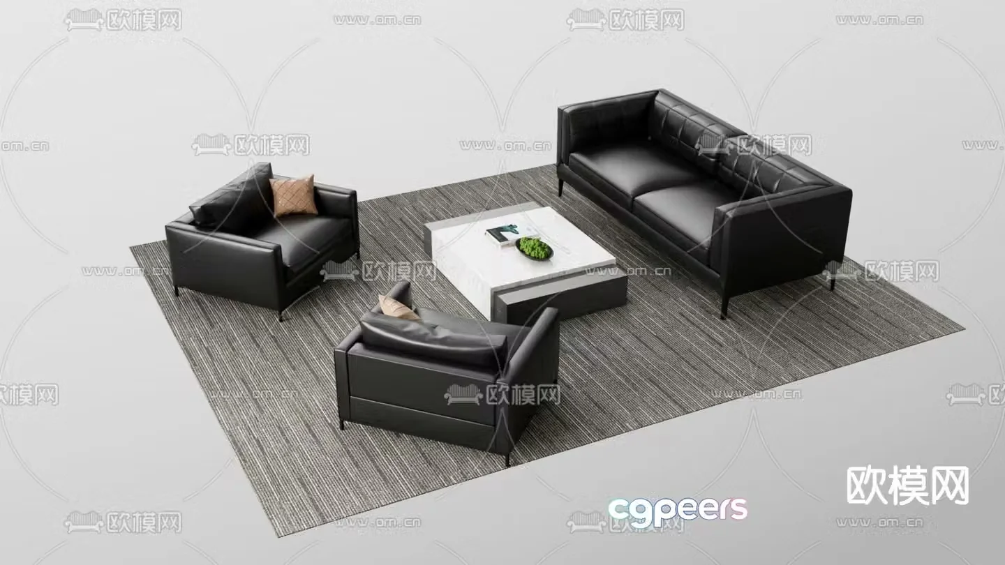 Office sofa leather sofa 3d model