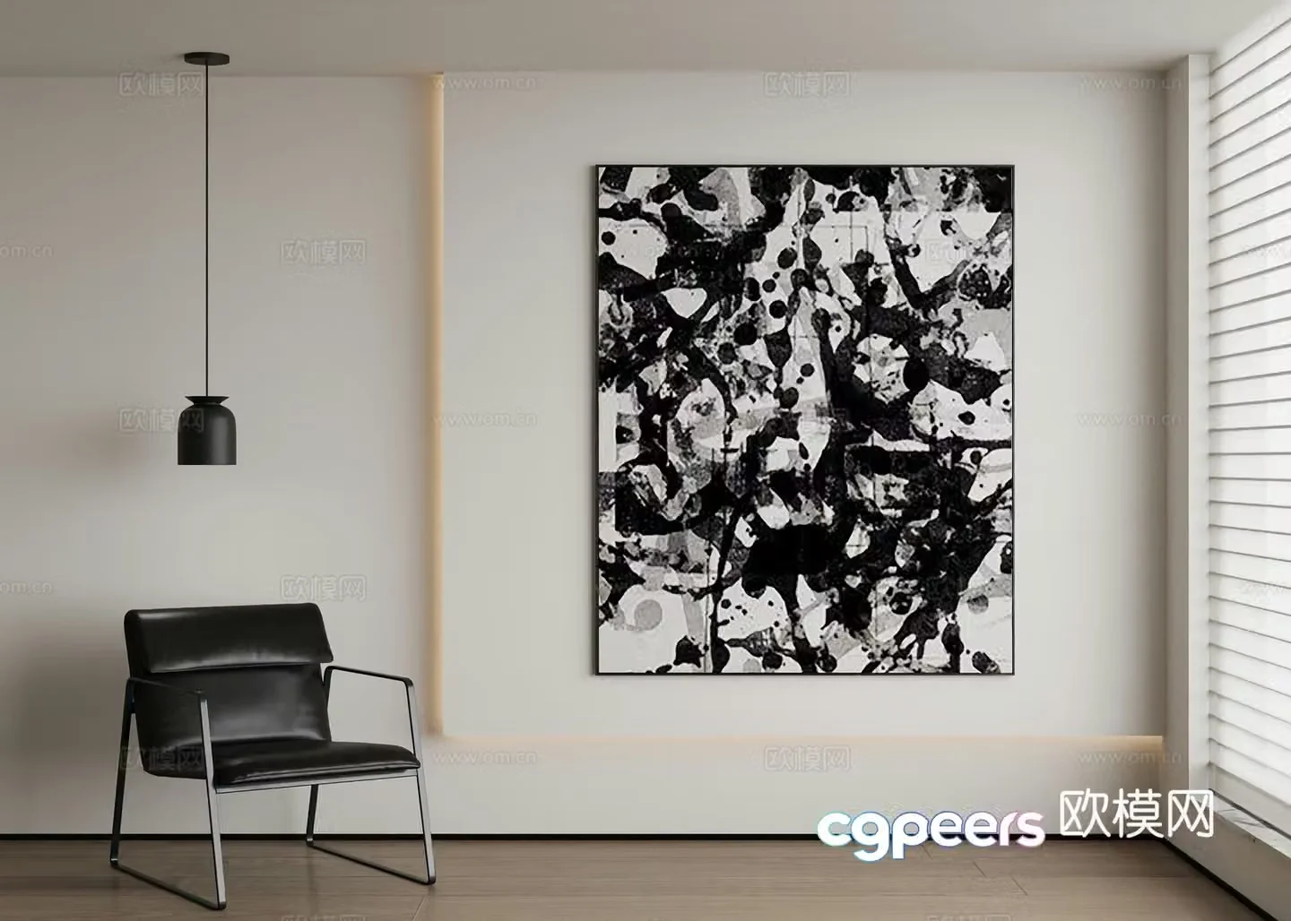 Modern abstract painting decorative painting 3d model