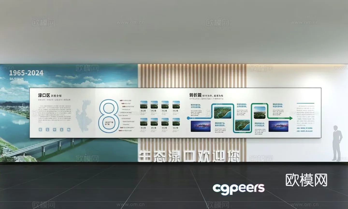 Modern ecological environment cultural wall slogans display wall green mountains and green environmental protection cultural wall 3d model