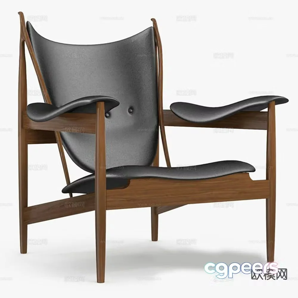 Nordic leather chair leisure chair chair 3d model