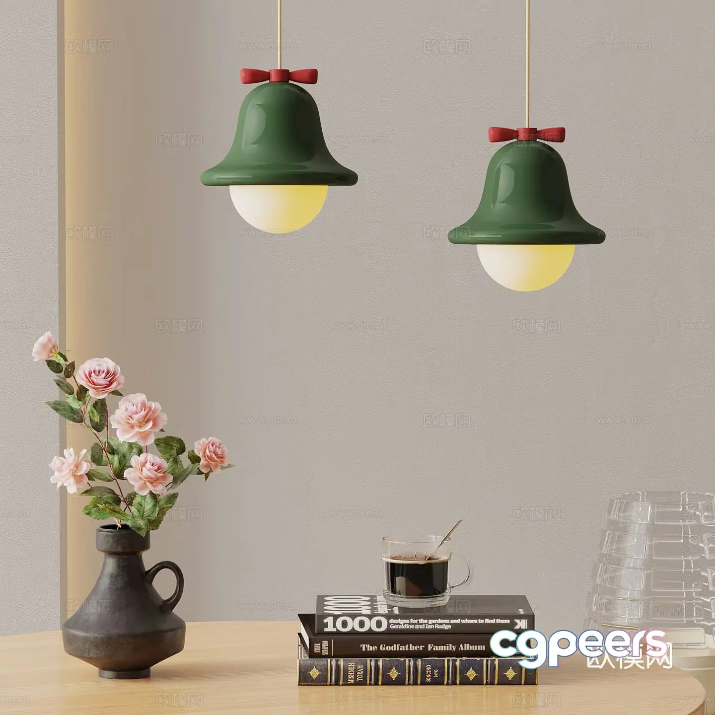Ornament combination French cream chandelier Ornament 3D model