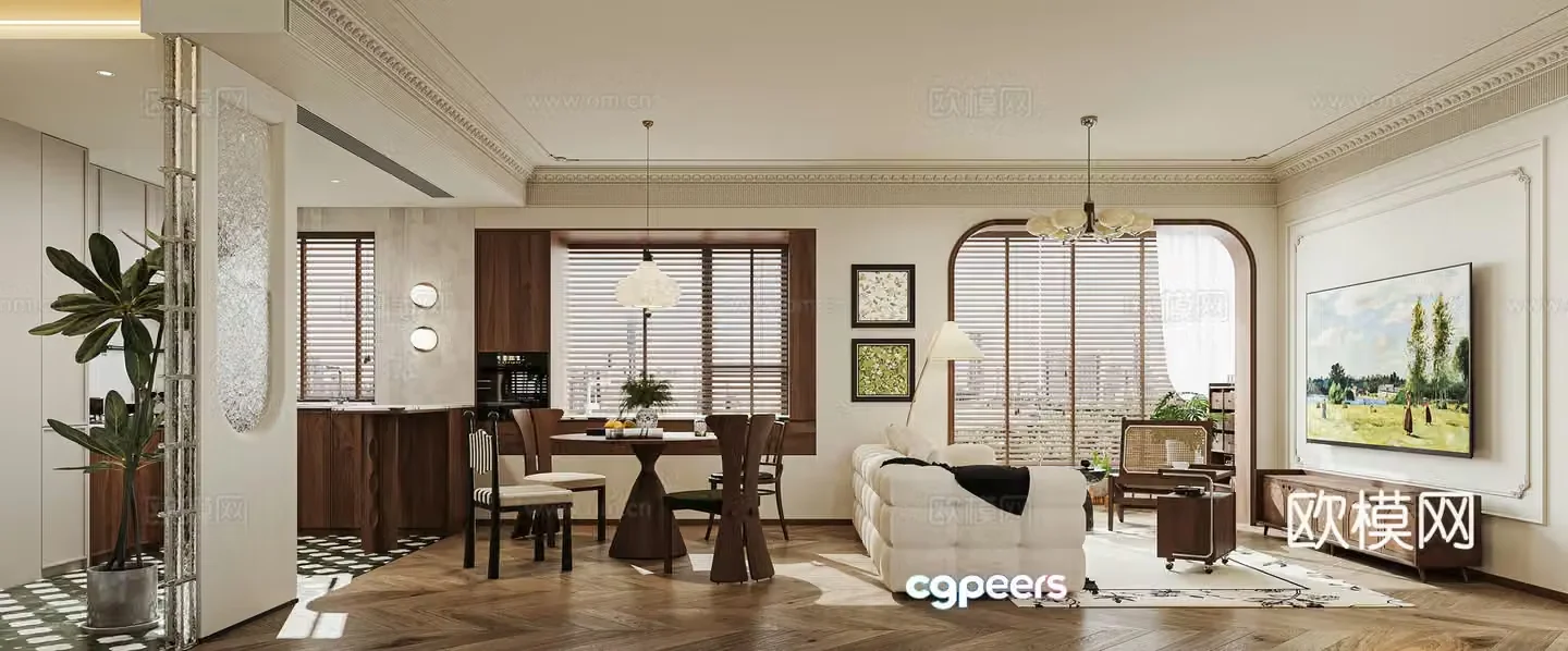 3D model of medieval style living room restaurant
