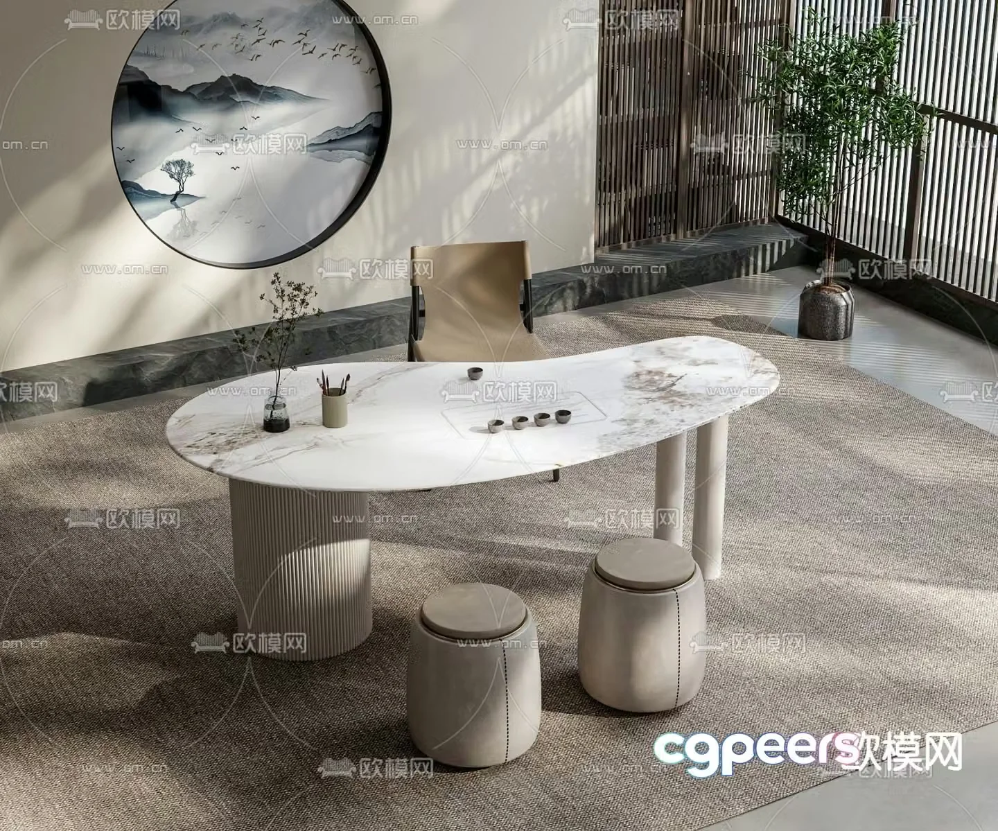 Modern tea table tea table 3d model