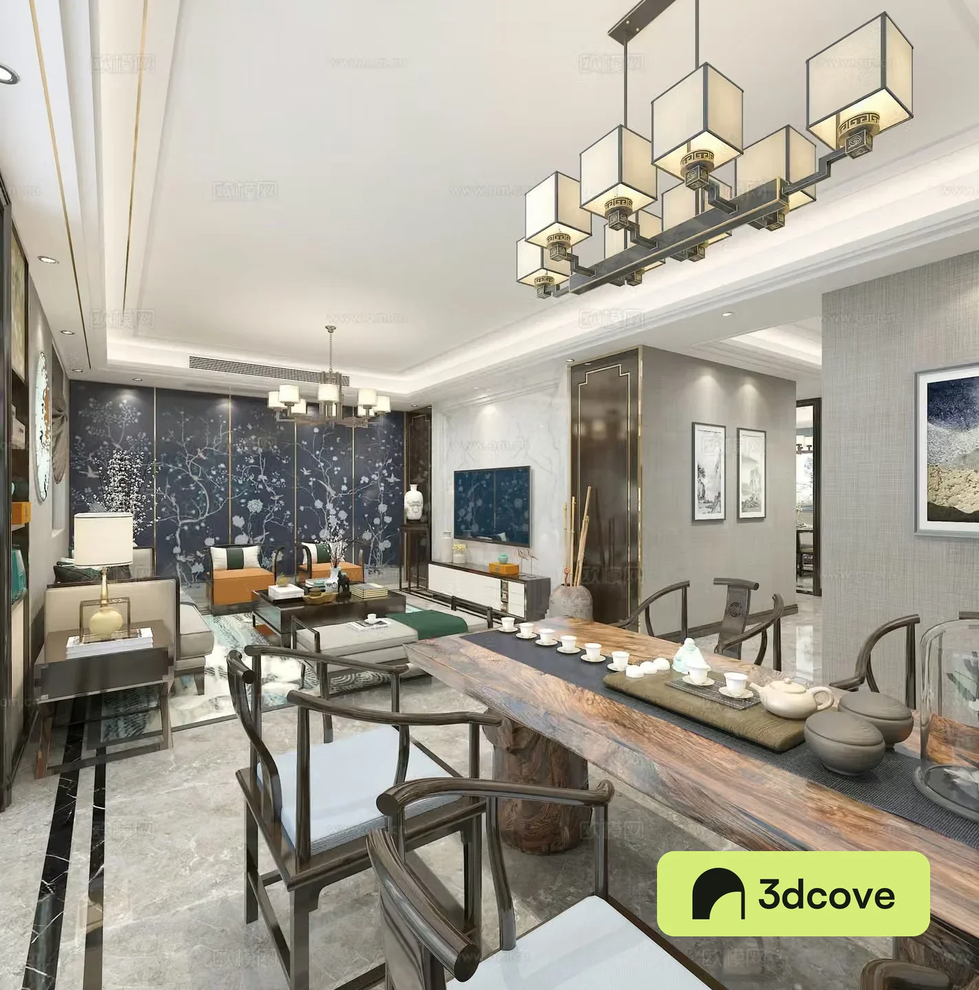 New Chinese chandeliers sofas tea tables hard packages