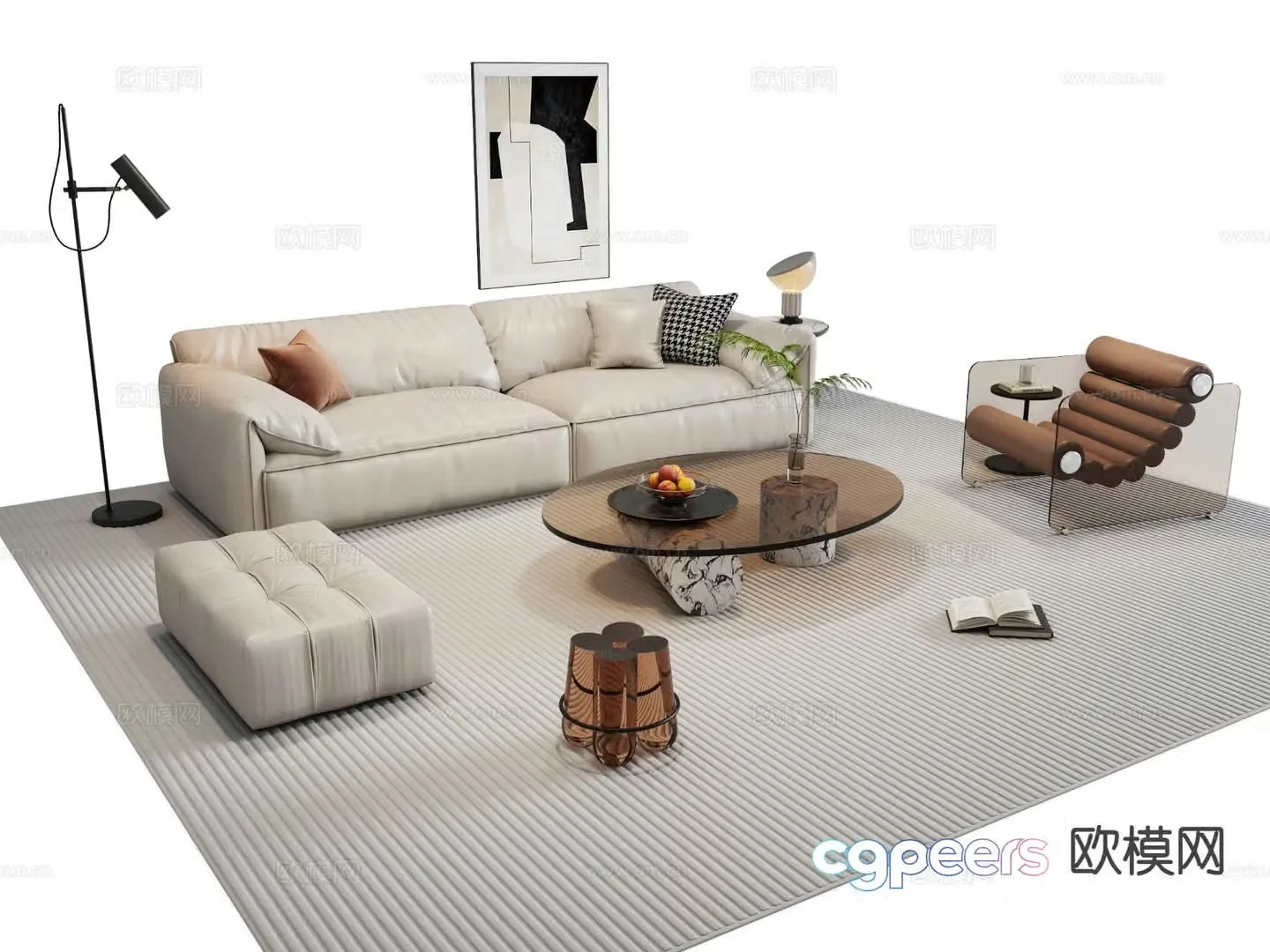 Modern sectional sofa 3d model
