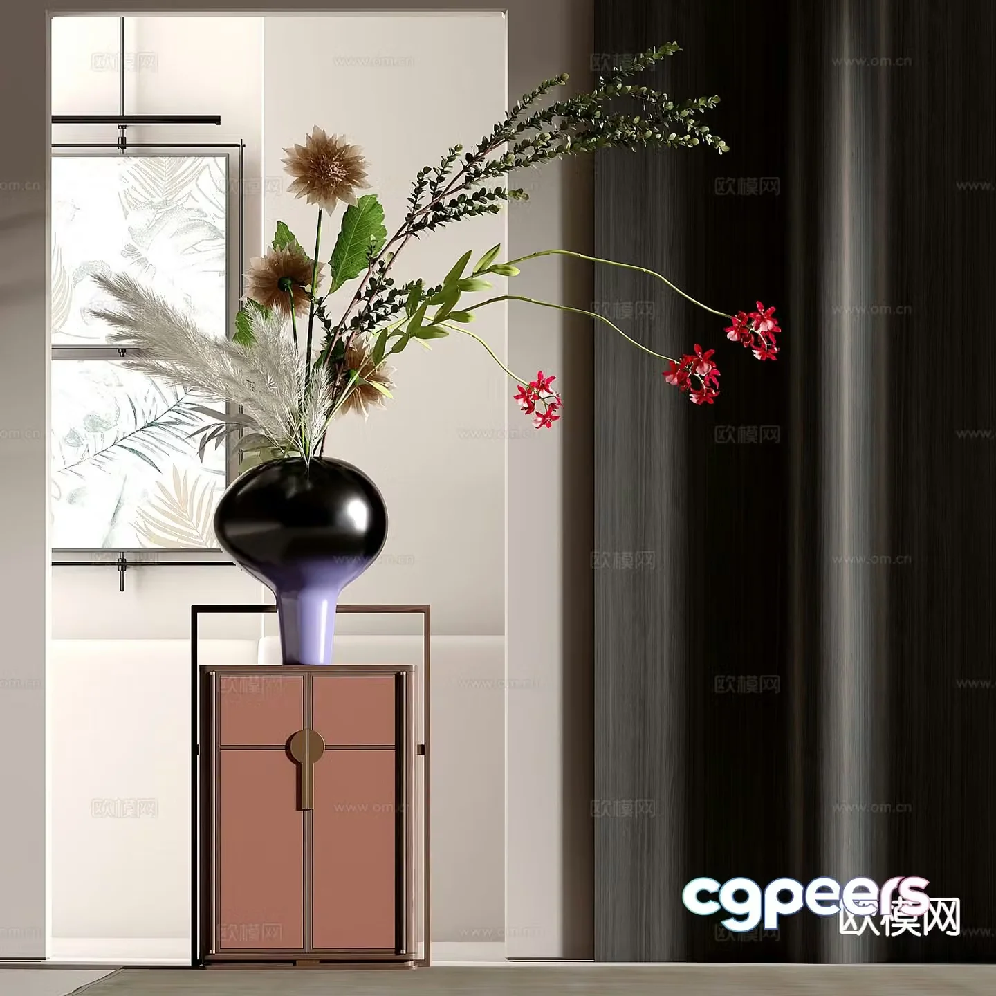 New Chinese style vase floral 3d model