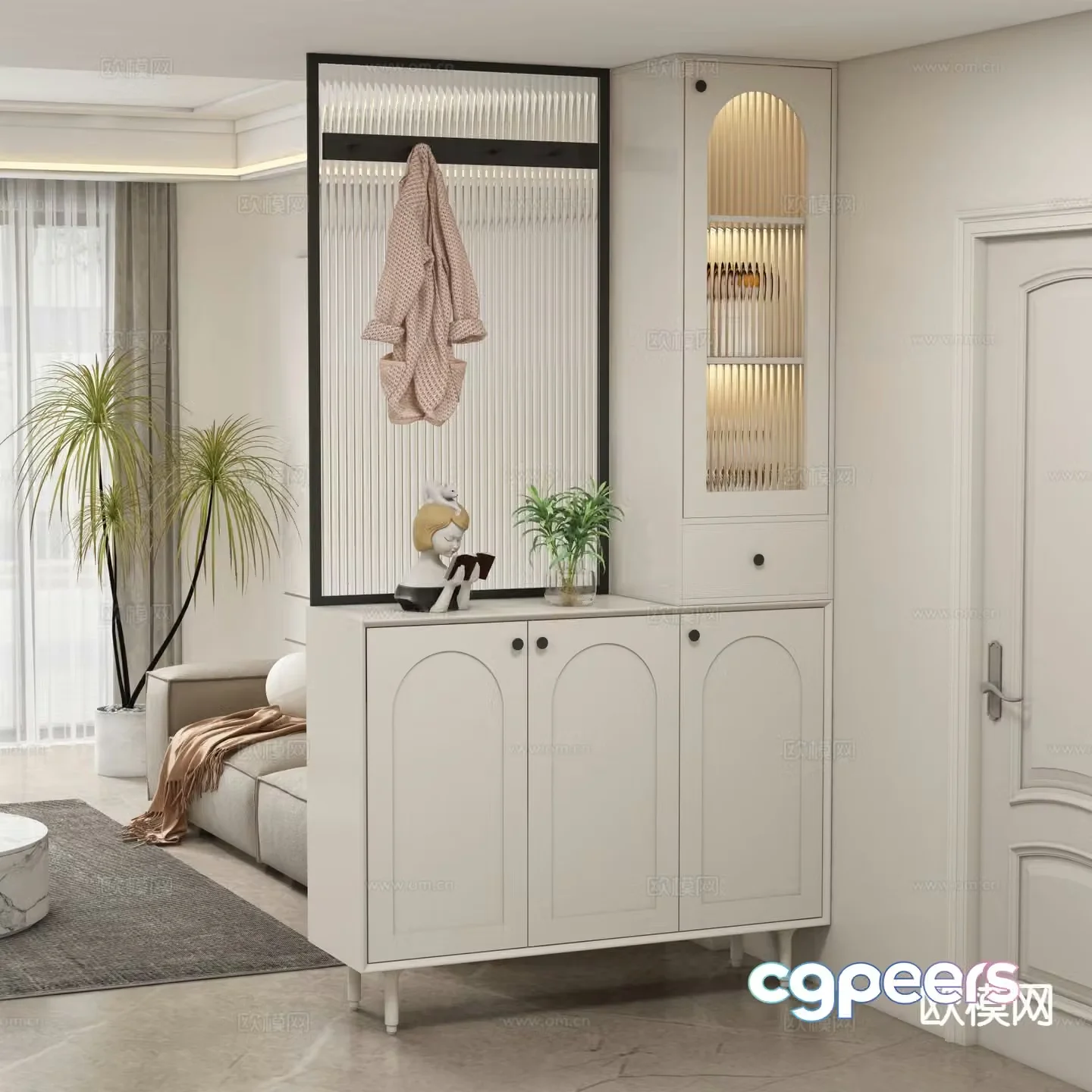 Modern entrance cabinet shoe cabinet partition cabinet 3d model
