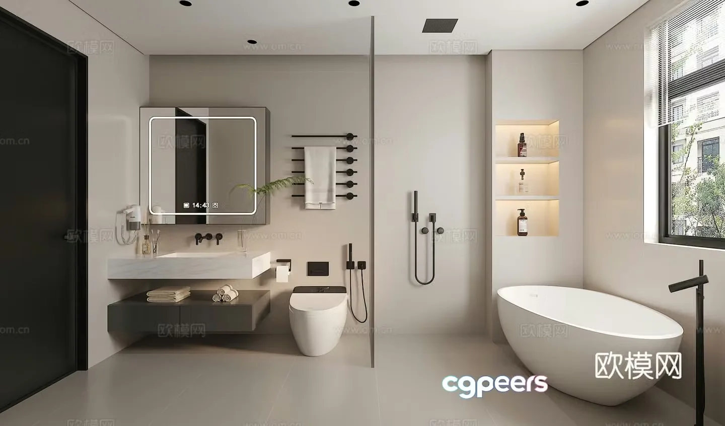Modern bathroom bathroom cabinet toilet bathroom supplies 3d model
