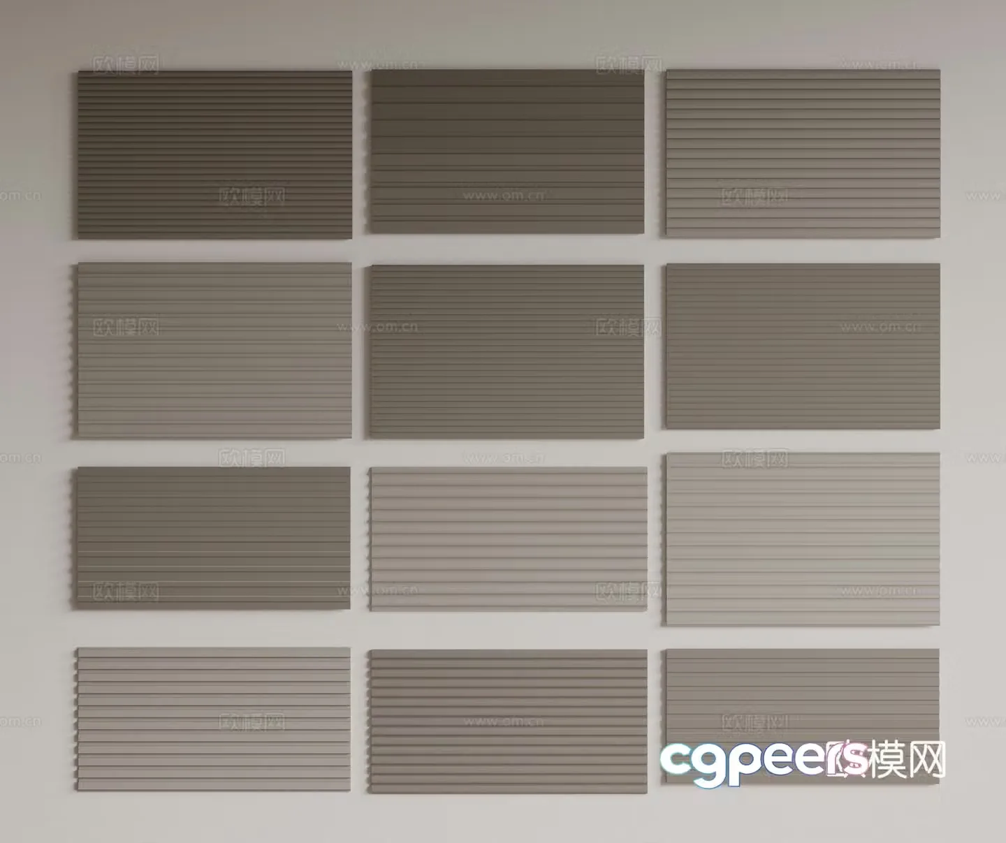 Modern Great Wall Board Grille Board Wall Board Wooden Veneer Lines Background Wall Wavy Board Wall Decoration 3D Model