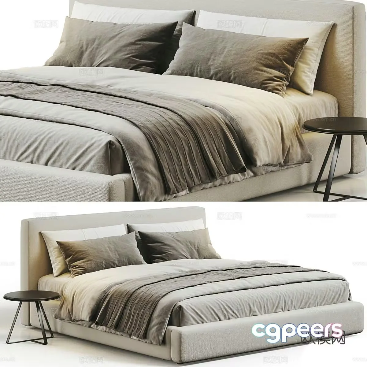 Modern fabric double bed 3d model
