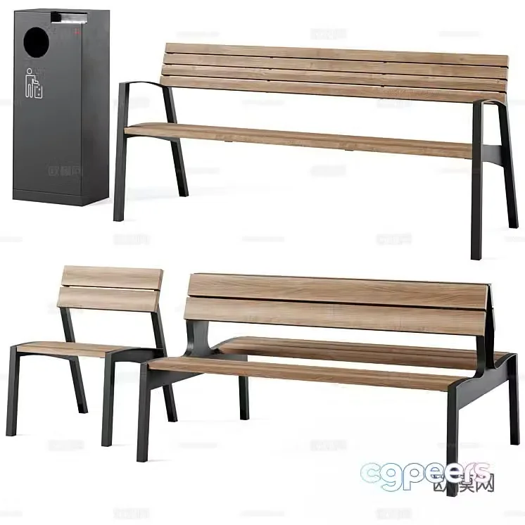 Outdoor chair Public chair Park bench 3d model