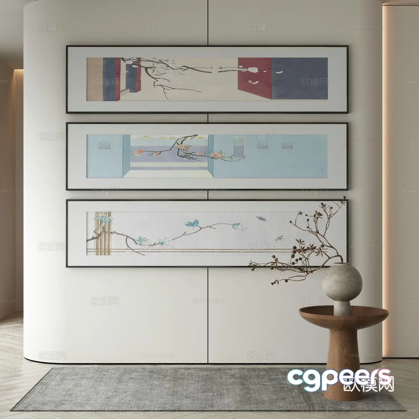 New Chinese style wasabi paintings oil paintings 3D model