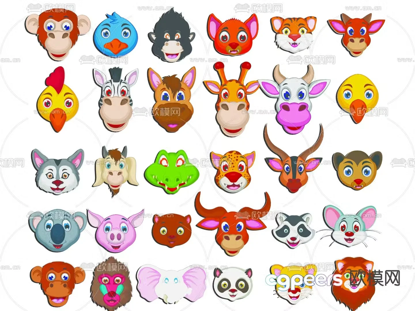 Animal silhouette small animal wall decoration cartoon icon 3d model