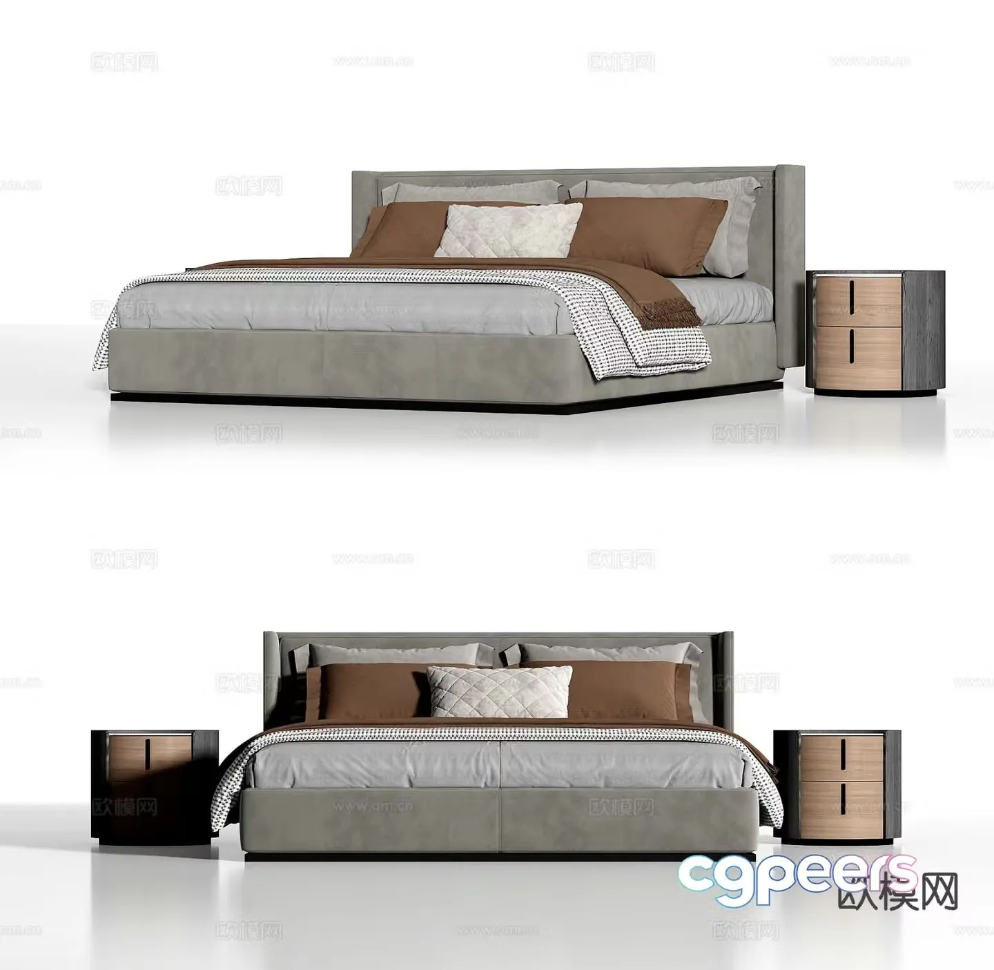 Modern double bed 3d model