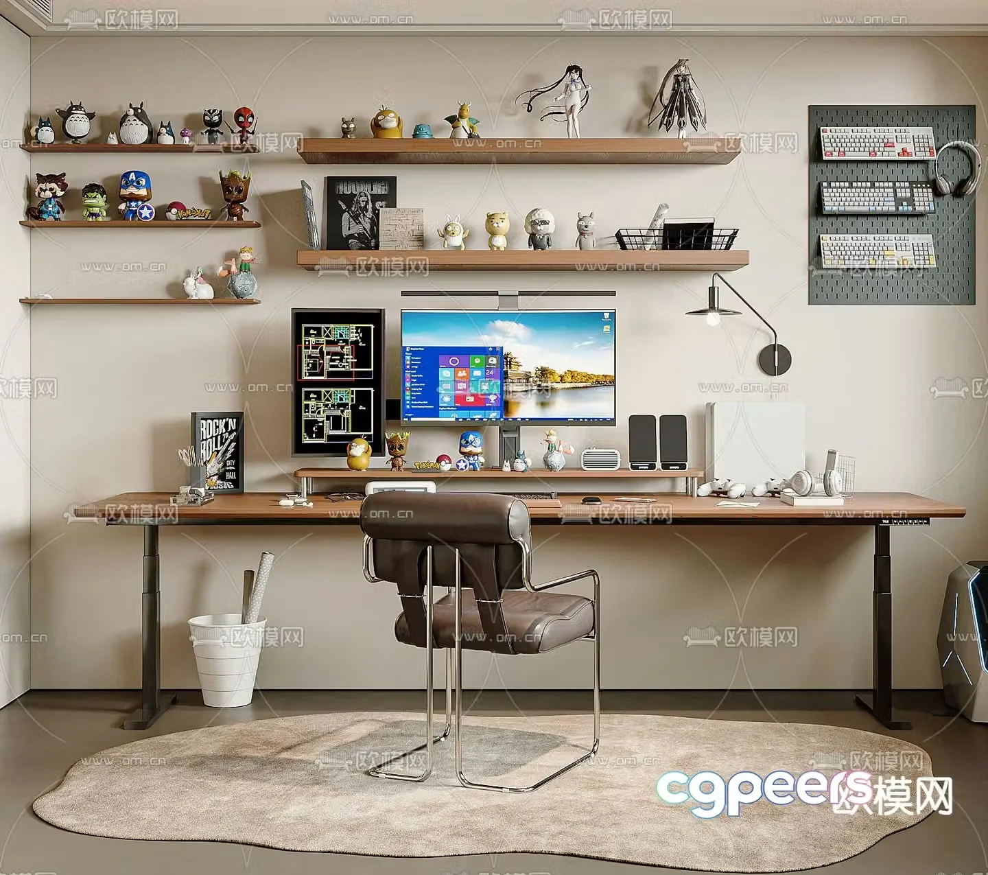 Modern desk lift table 3d model