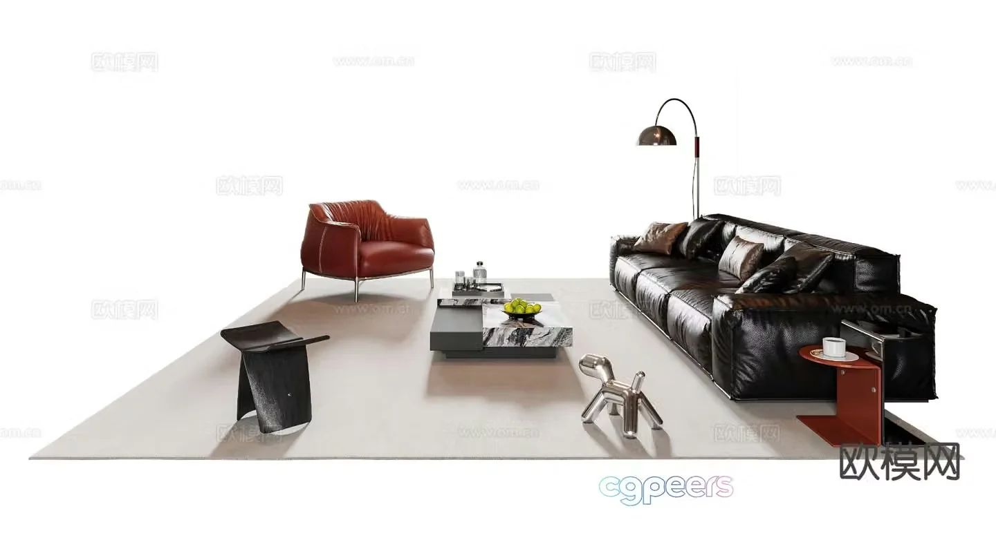 Italian sofa coffee table modular sofa 3d model
