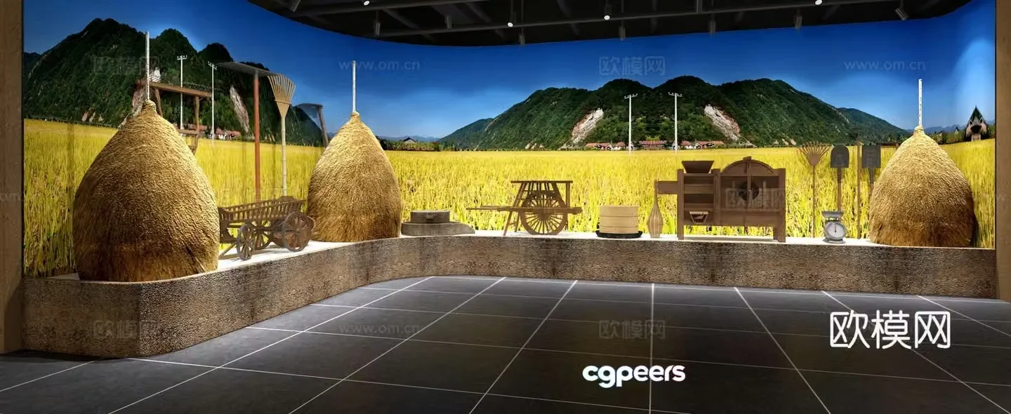 Traditional Chinese museum exhibition hall 3D model