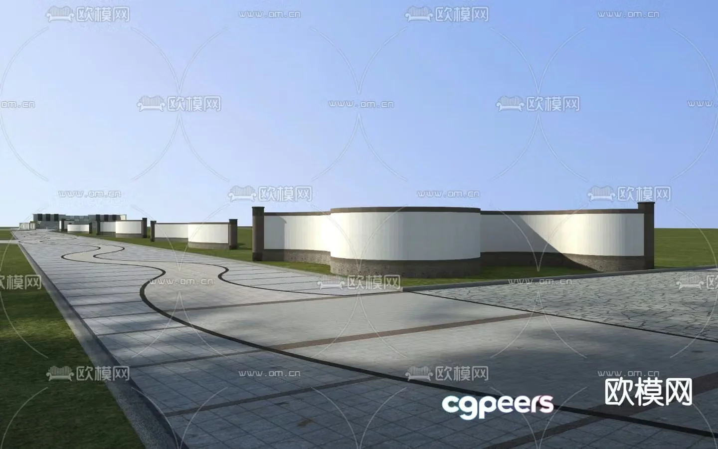 Chinese style landscape wall 3D model