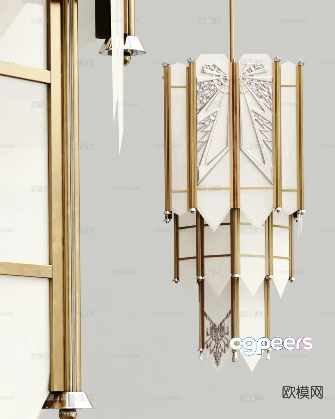 Modern metal chandelier 3d model