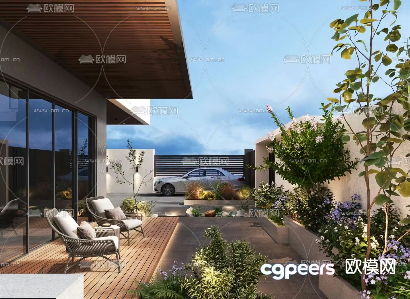 Villa courtyard garden 3d model
