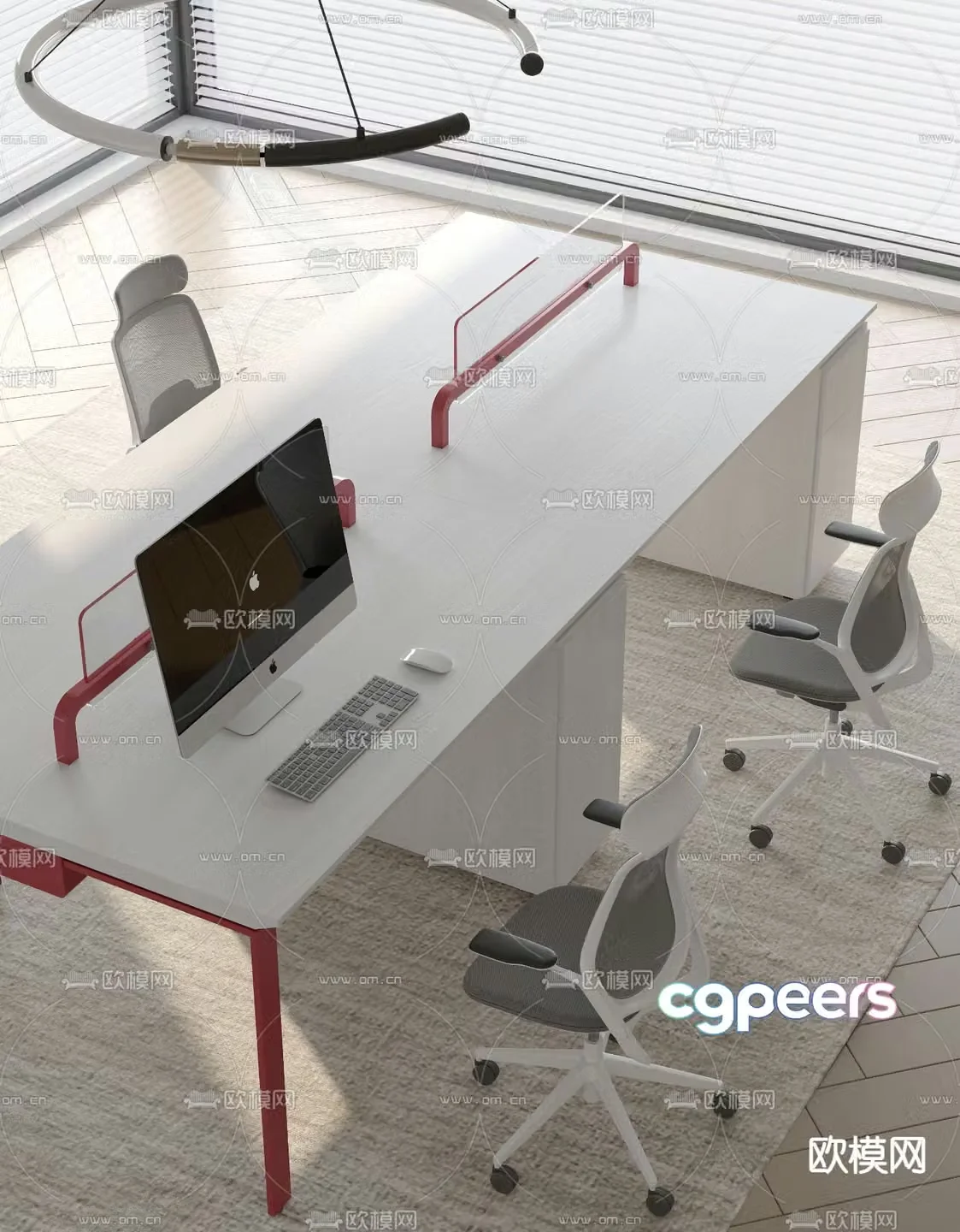 Card space desk work station post 3d model