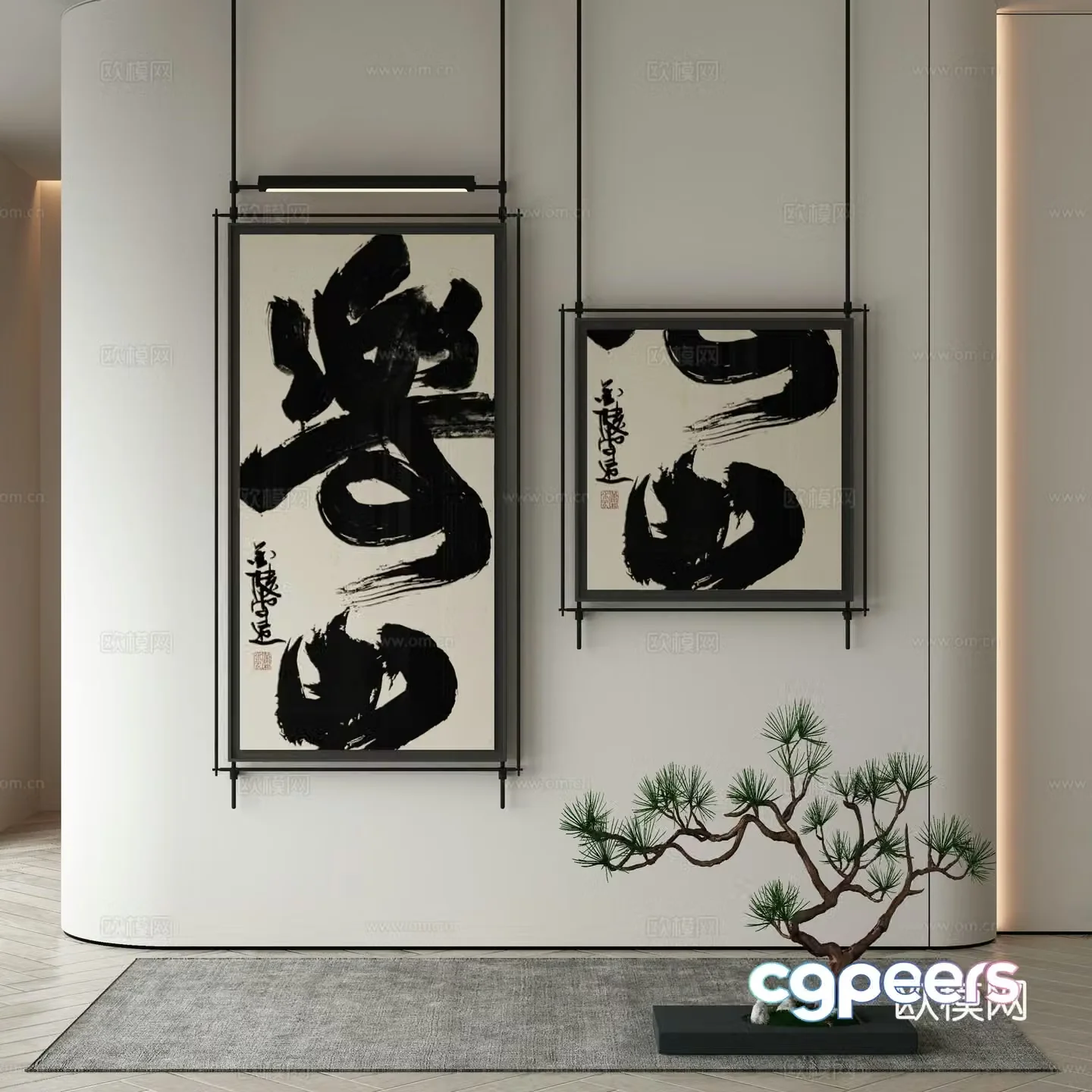 New Chinese style wasabi paintings oil paintings 3D model