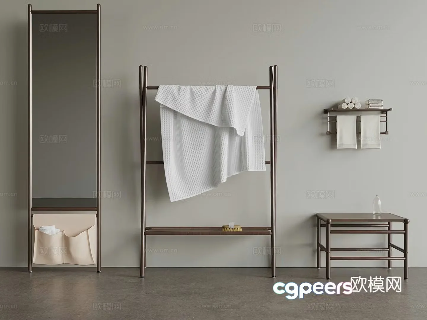 Modern medieval clothes hanger mirror 3d model