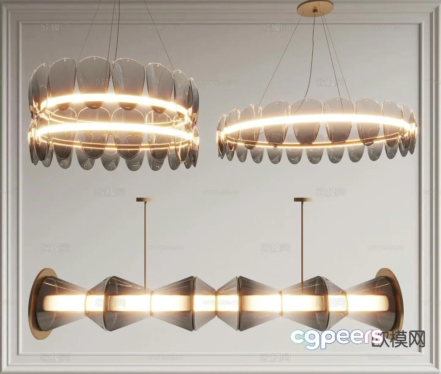 Modern bamboo chandelier glass chandelier 3d model