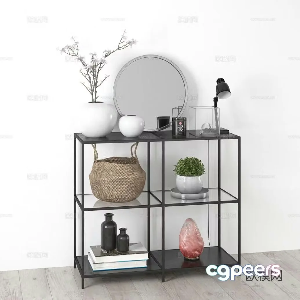 Modern storage rack side cabinet low cabinet 3d model