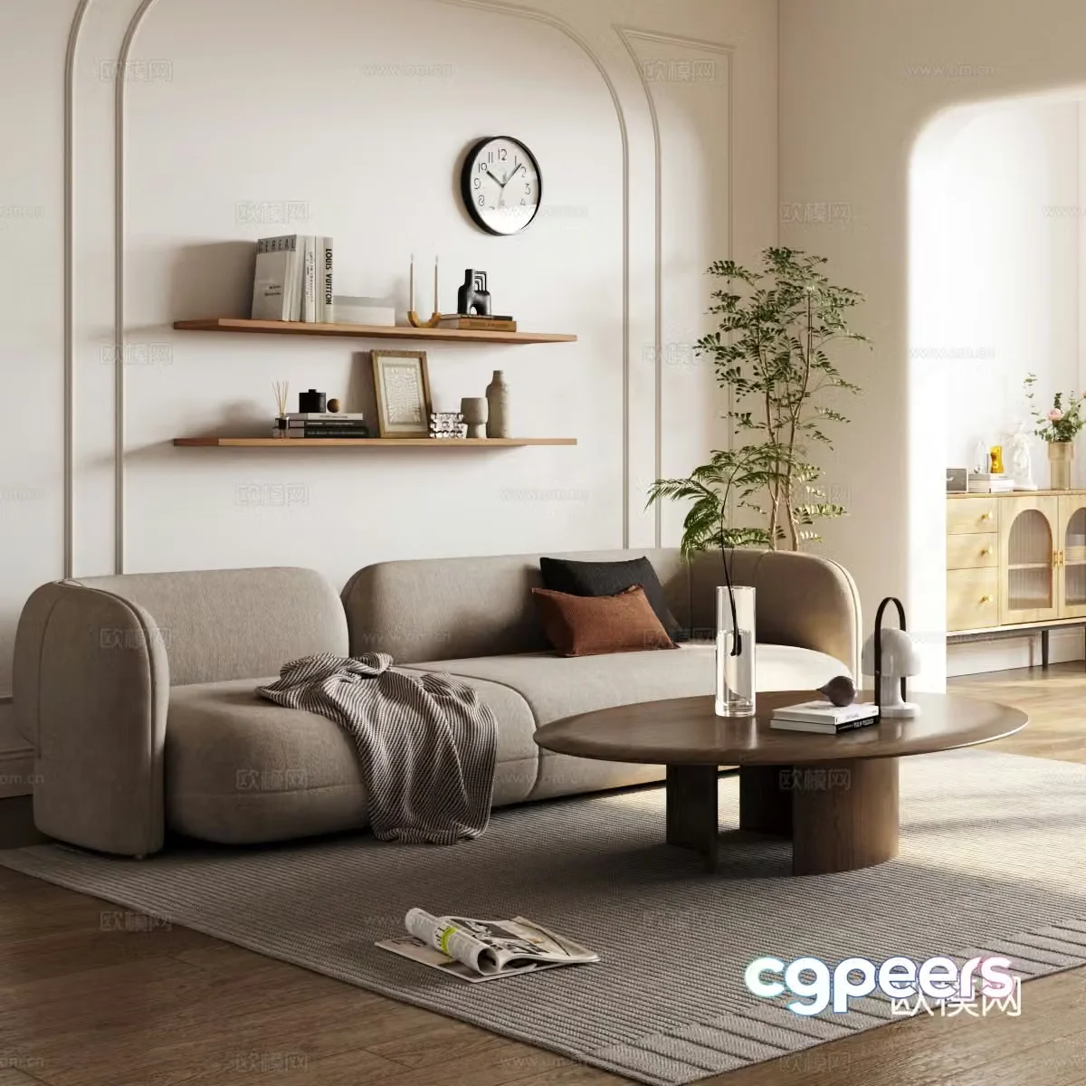 Modern double sofa coffee table 3d model