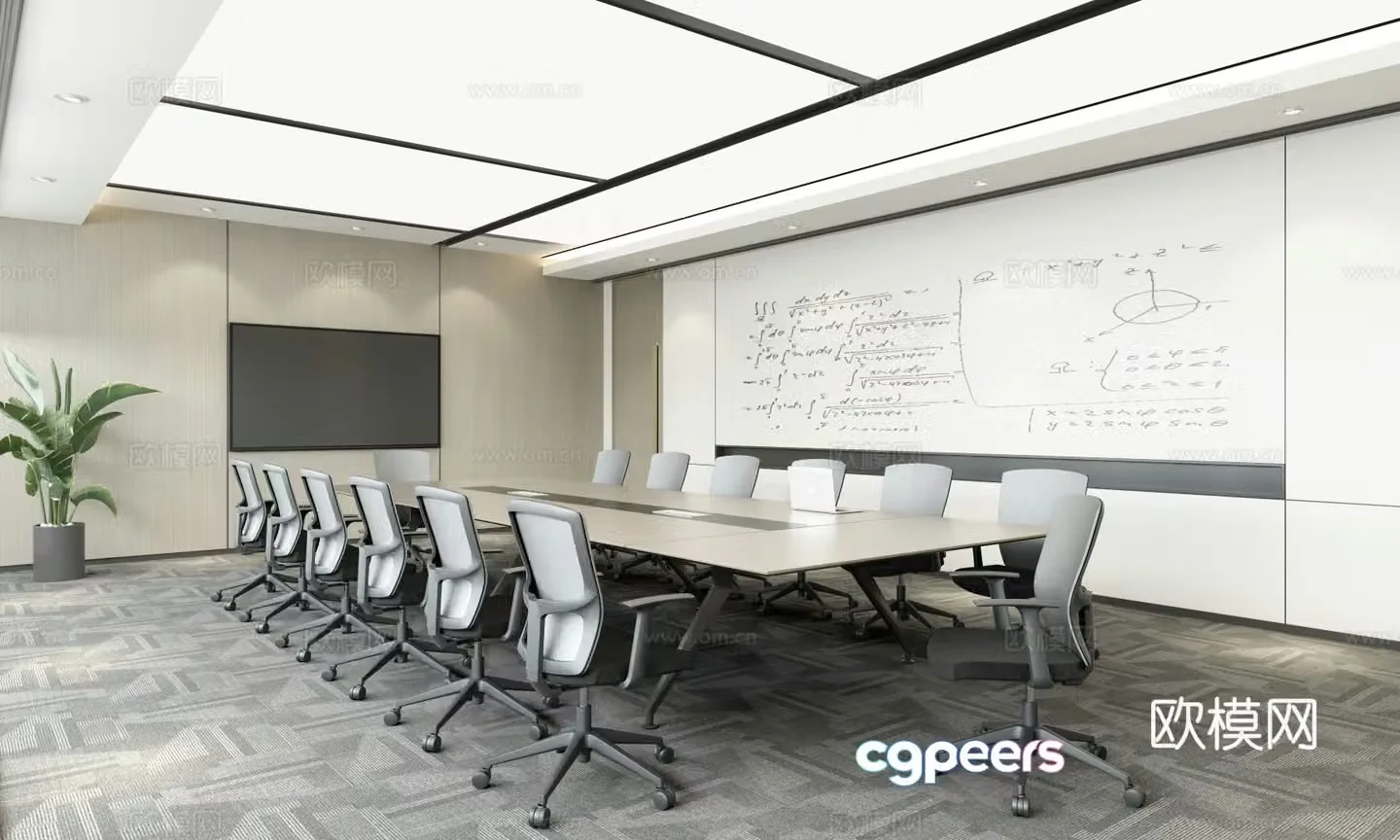 Modern conference room training room 3d model