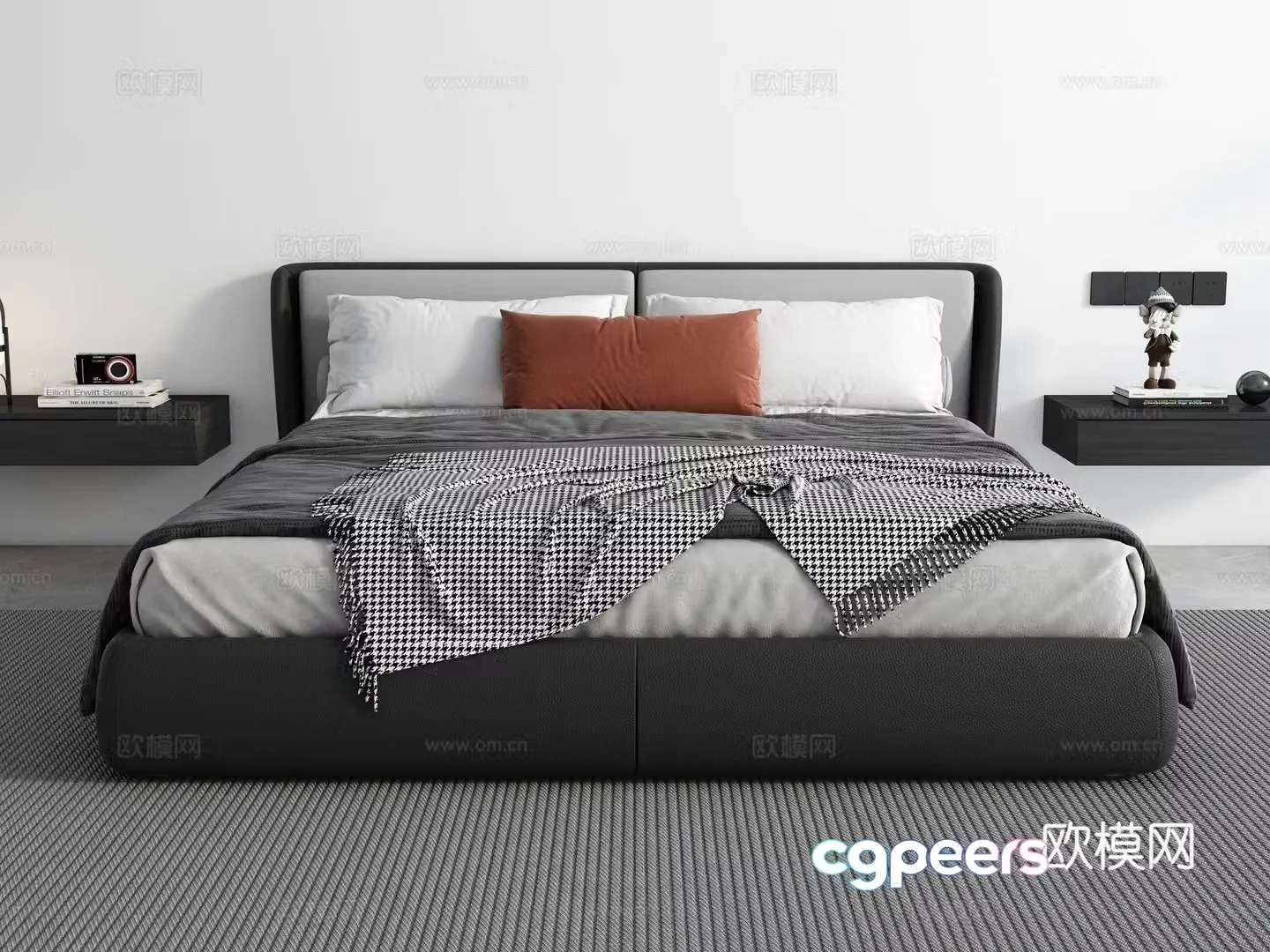 Modern double bed 3d model