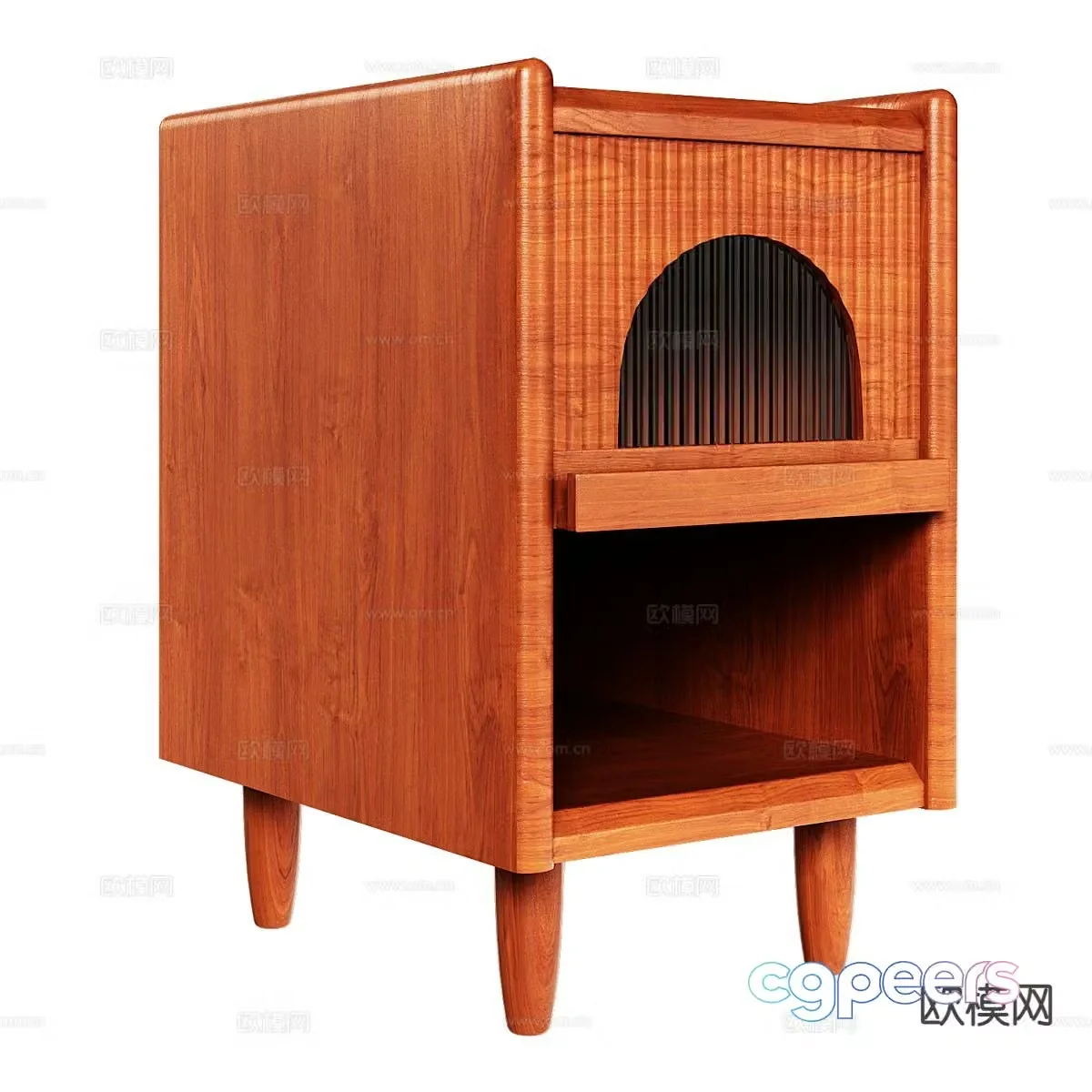 Log style bedside table 3d model