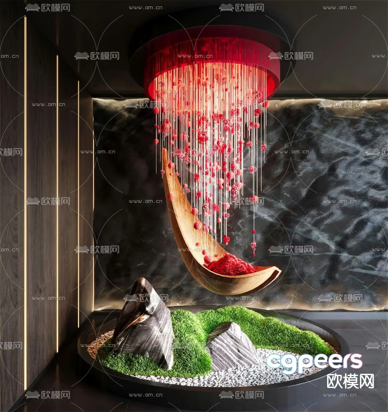 Indoor landscaping decorative wall landscape sketch 3d model