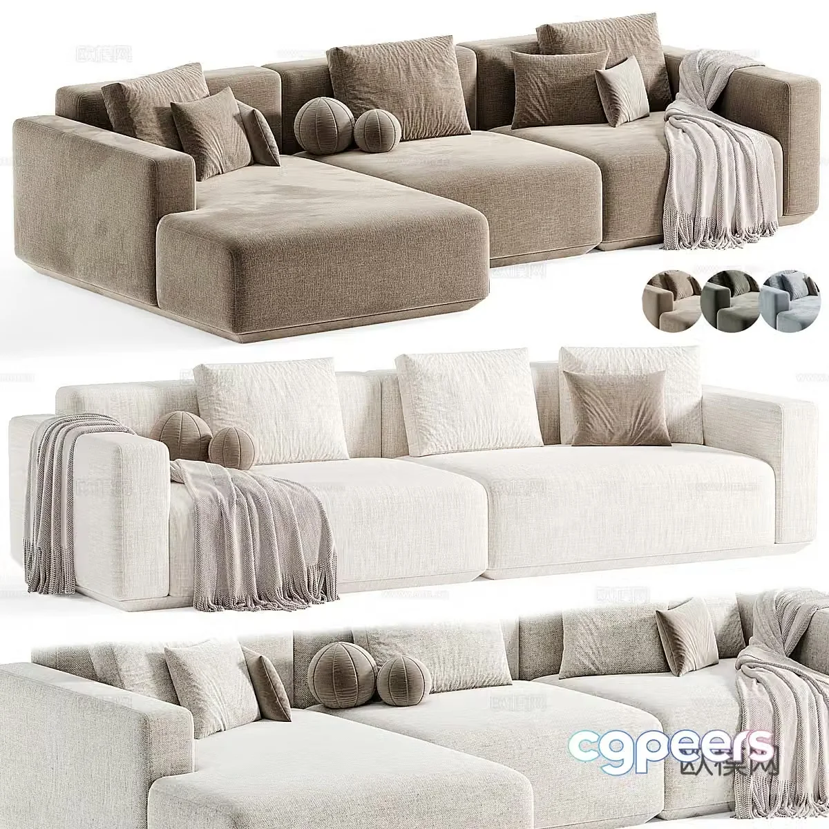 Modern Italian Grant Corner Sofa 3D Model