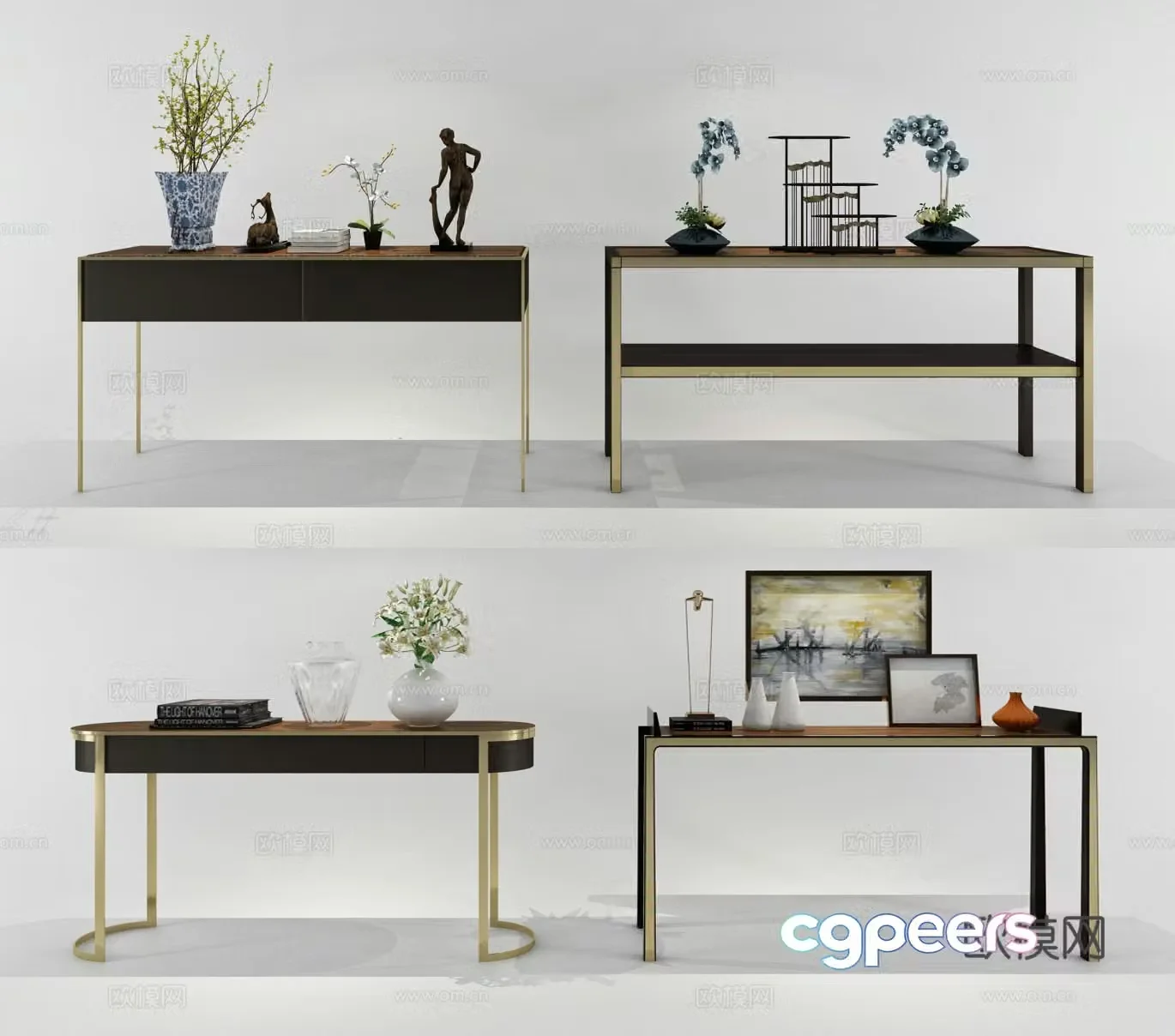 Modern decorative cabinet combination 3D model