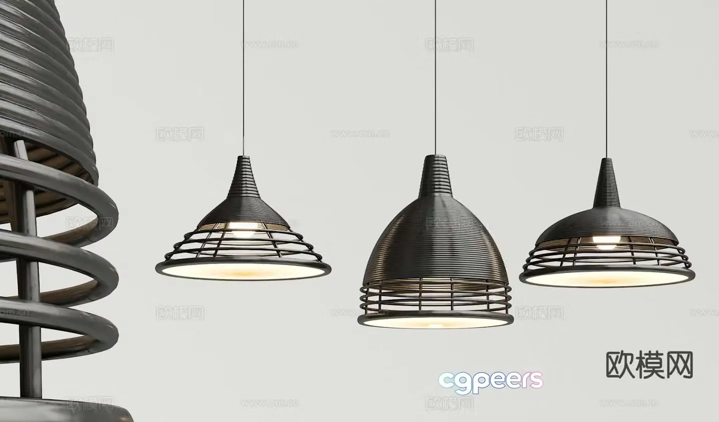 Industrial style painted chandelier 3d model