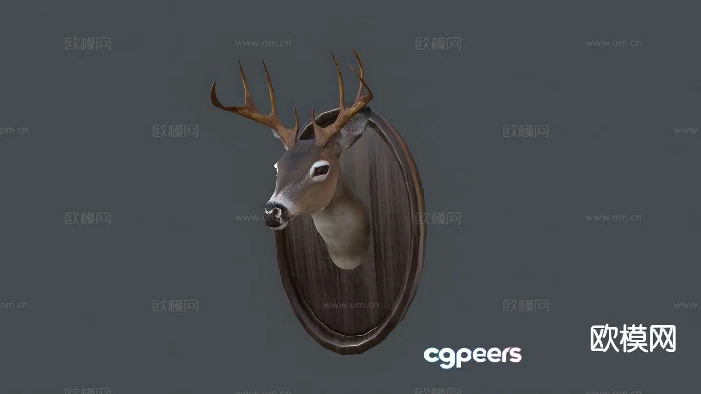American deer head sculpture 3d model