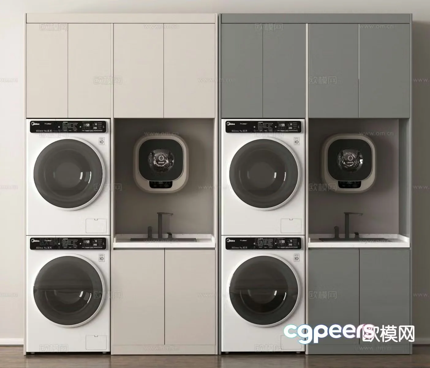 Modern washing machine cabinet balcony cabinet 3d model