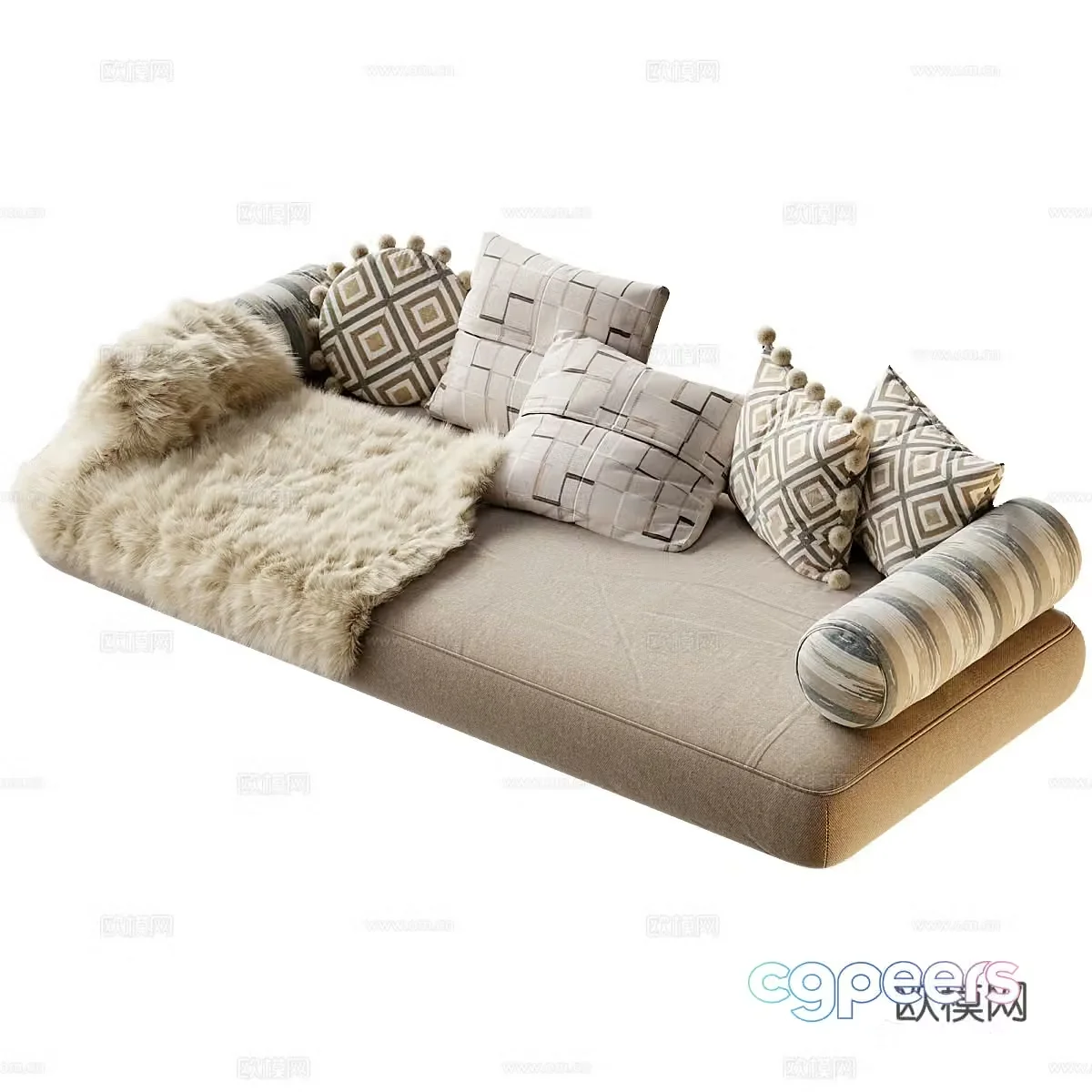 Sofa pillow bay window pillow cylindrical pillow pillow waist pillow backrest waist neck pillow 3D model