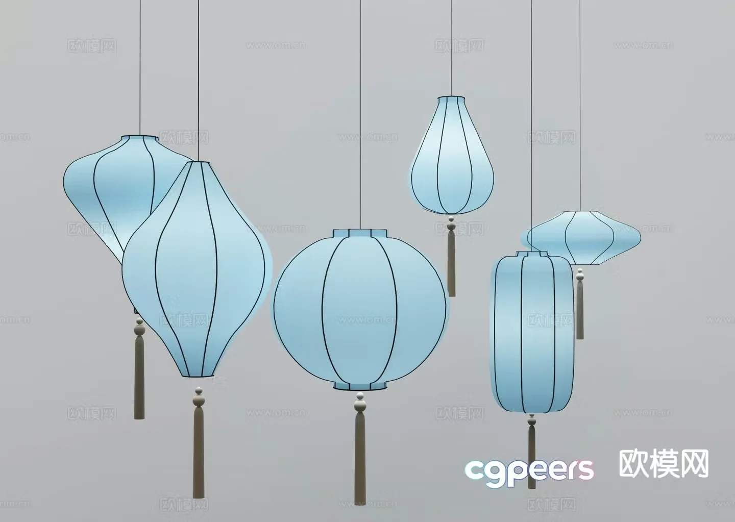 New Chinese style chandelier lantern chandelier 3d model