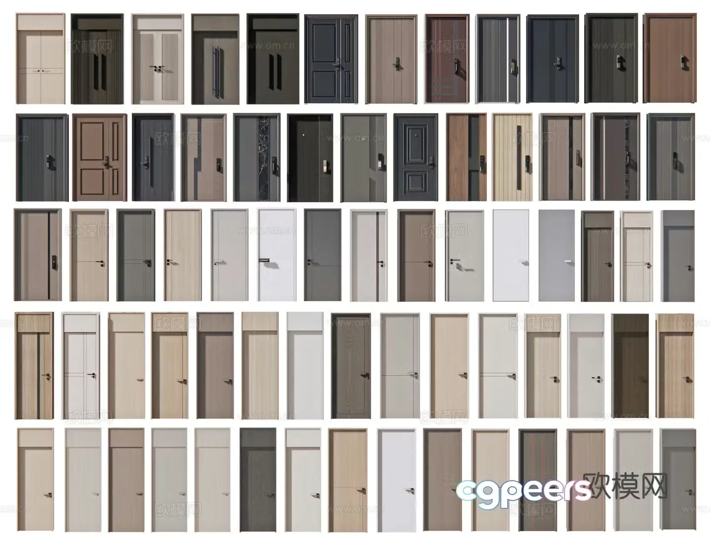 Modern single-open door entrance door security door swing door mother and child door bedroom door double-open door 3D model