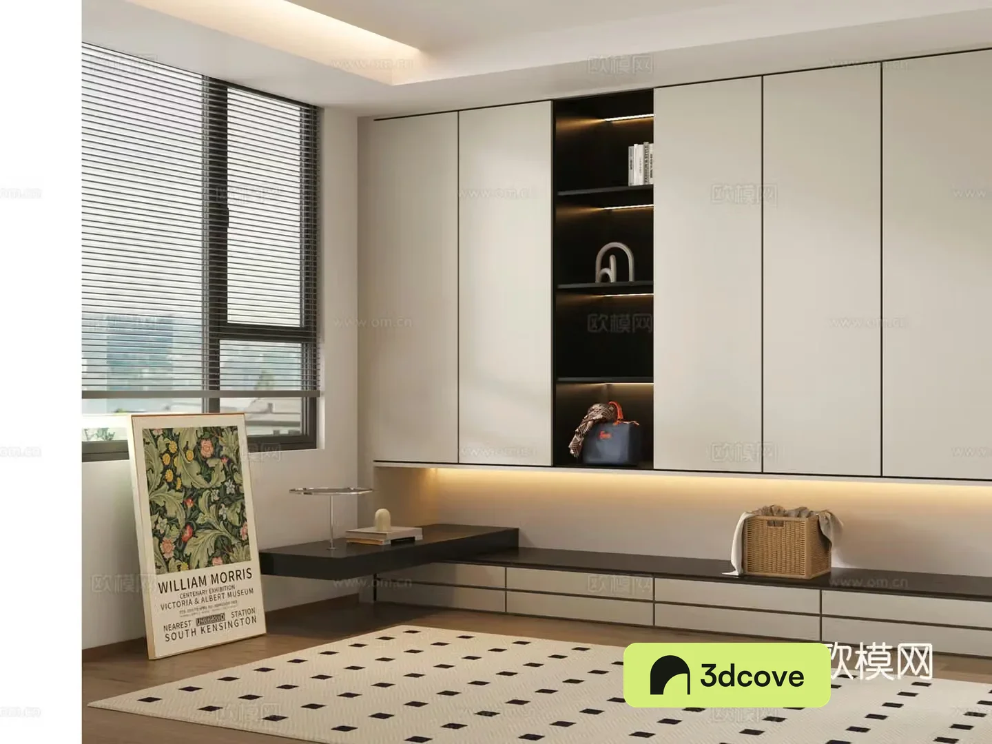 Modern wardrobe bedside table integrated cabinet wardrobe jewelry ornaments