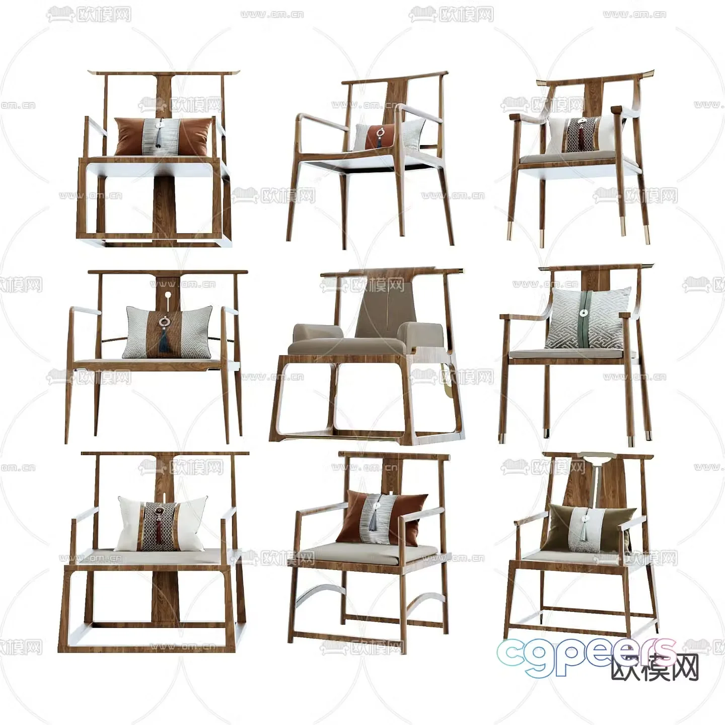 New Chinese style chair Taishi chair 3d model