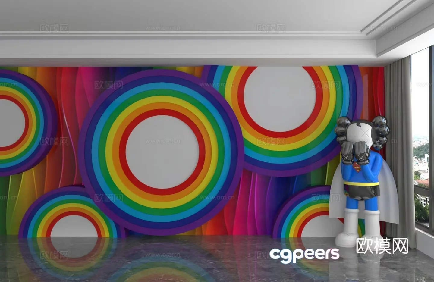 Modern background wall 3d model