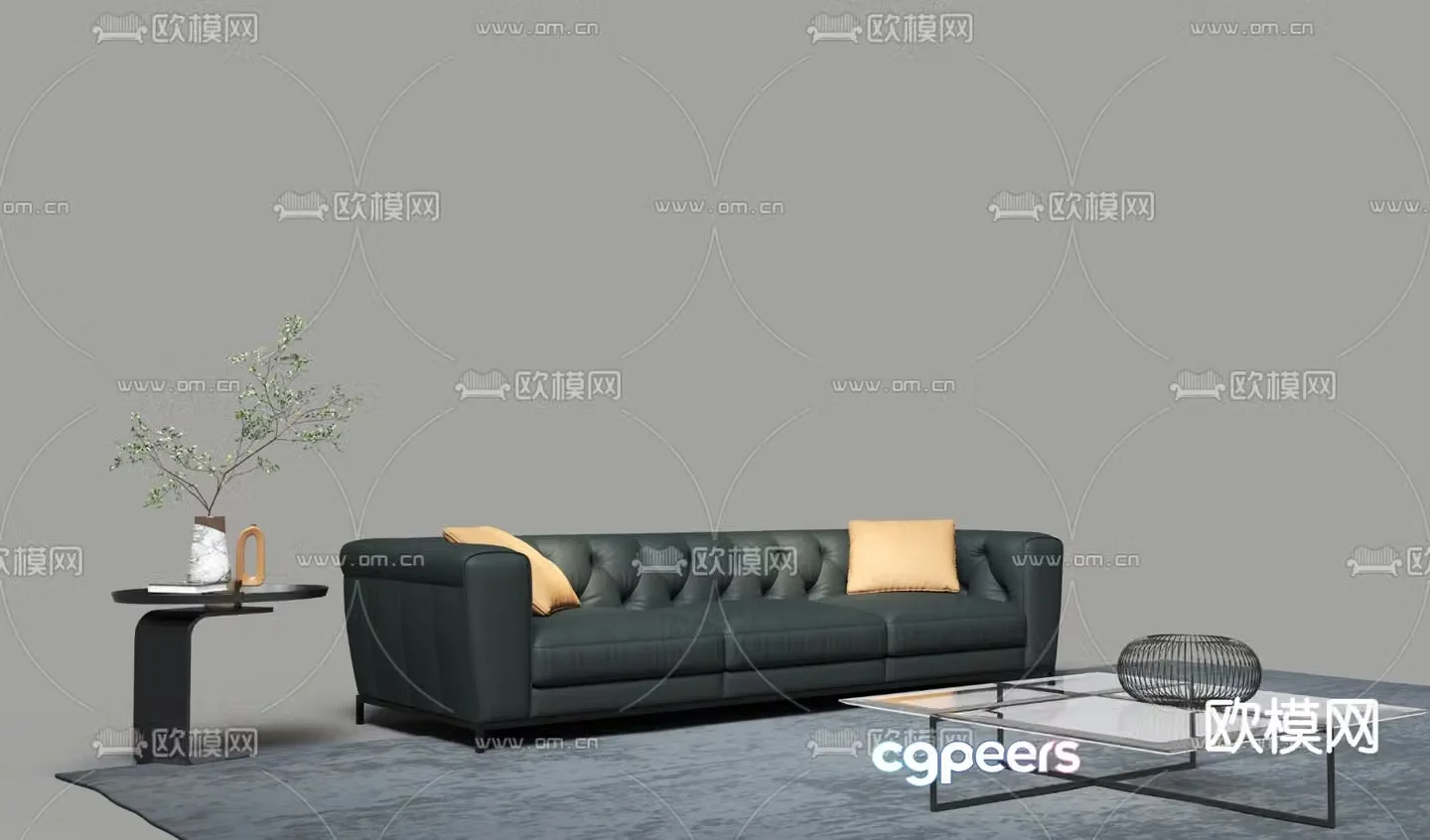 Three seater sofa leather sofa 3d model