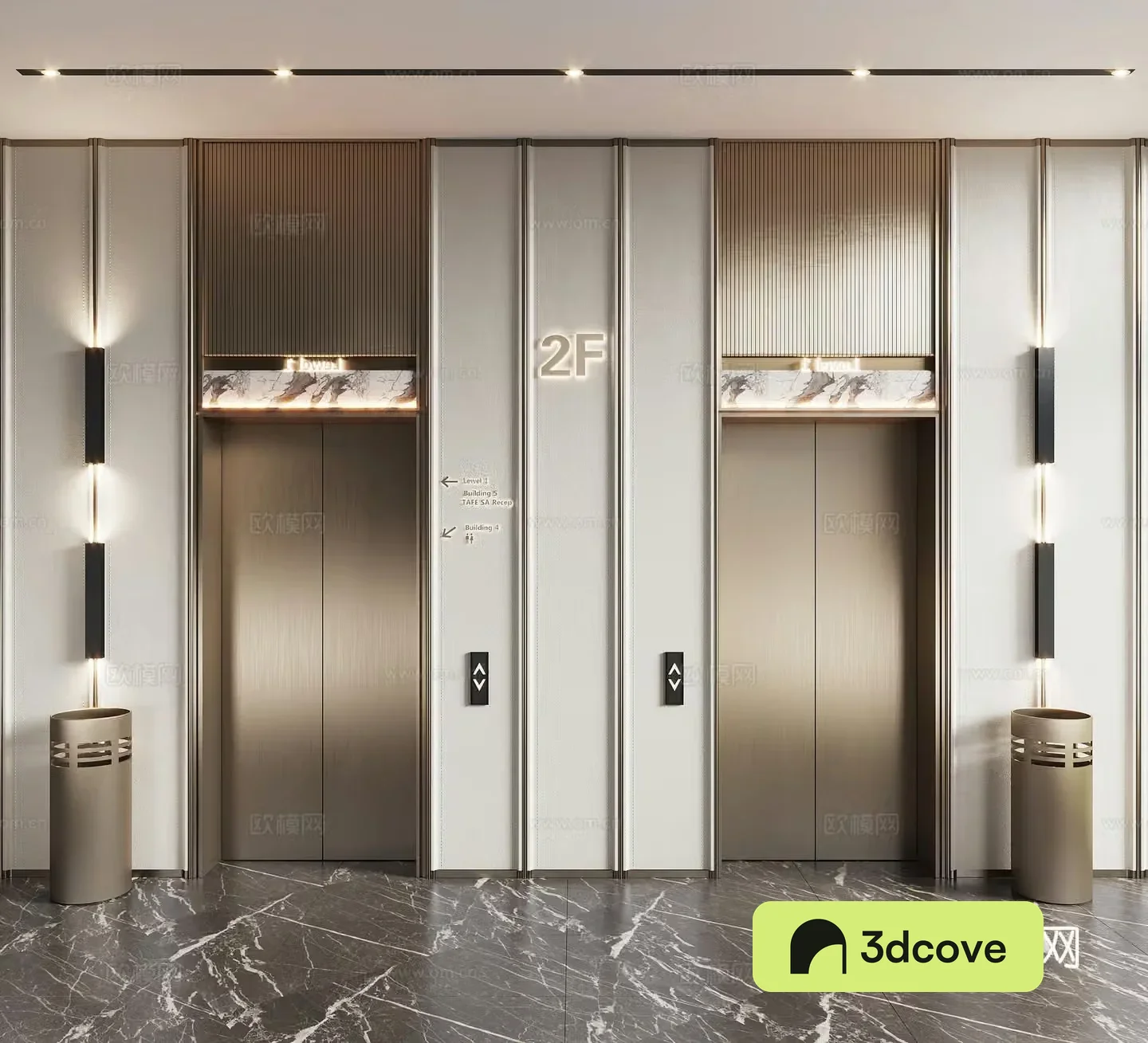 Modern elevator hall