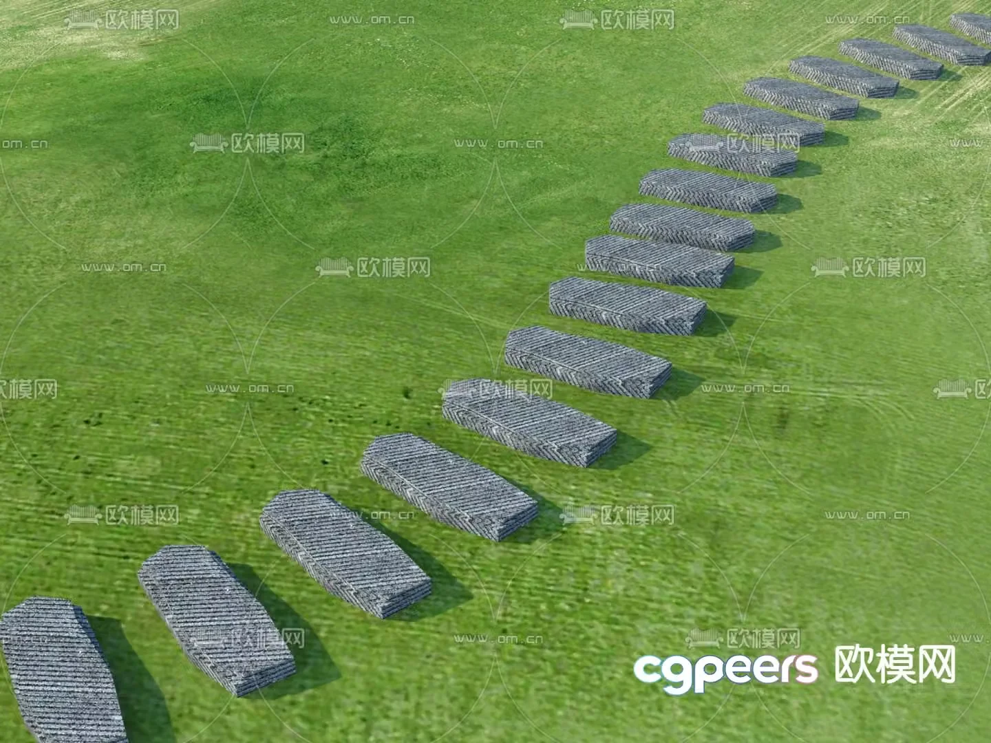 Garden Road Paving Tingbu Bluestone Slab 3D Model